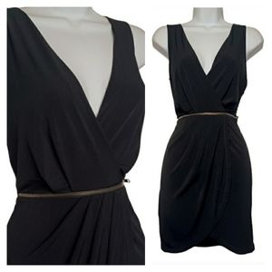 BCBGENERATION Zipper Waist Black Sleeveless Slinky Stretchy Mini Dress 6 NWT S